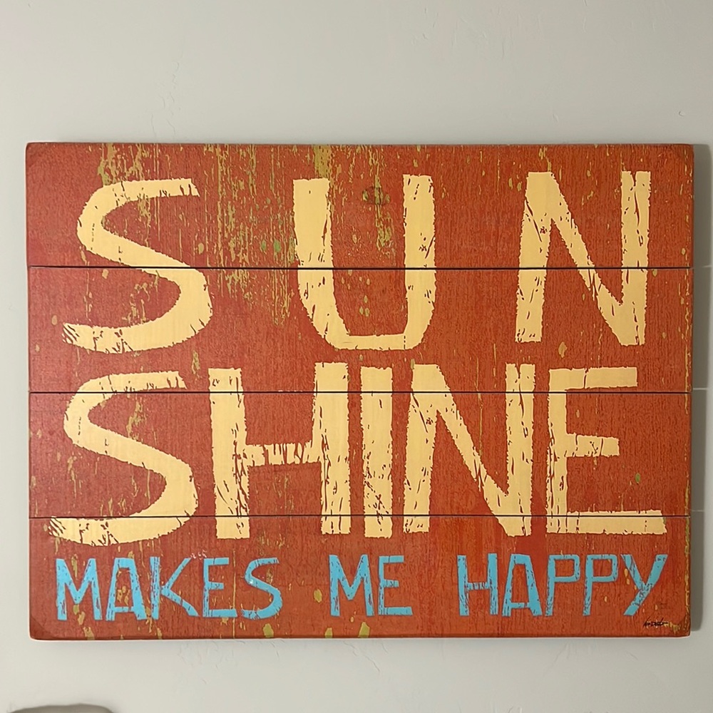 Sunshine Makes Me Happy Wood Painted Picture